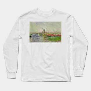 Tulip Field in Holland by Claude Monet Long Sleeve T-Shirt